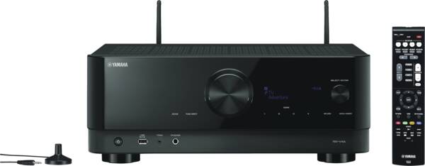 Yamaha RX-V4A Receiver von vorne mit Zubehör