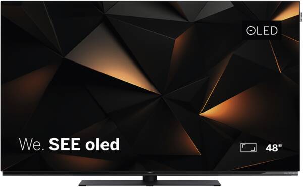 Loewe We.See 48 oled - Coal Black TV Gerät von vorne