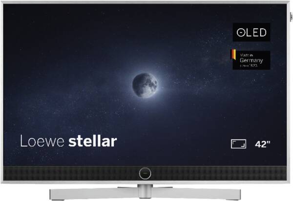 Loewe stellar.42dr+ - Alu Brushed + Alu TV Gerät von vorne
